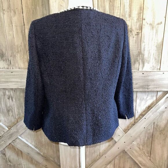 Kasper Boucle Textured Pearl Embellished Tweed Jacket Blazer - Picture 3 of 6